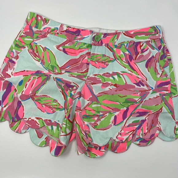 Lilly Pulitzer In The Vias Buttercup Tropical Bright Palm Shorts Womens 4 - Picture 1 of 8